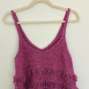 Pilcro Magenta Fringe Knit Camisole